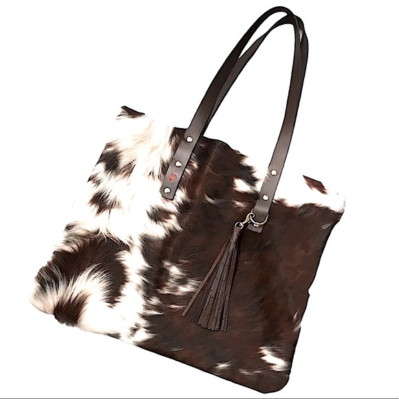 New Leather hair on hide Fabulous One of a Kind Leather Cowhide Tote Bag 👜 - Picture 5 of 15